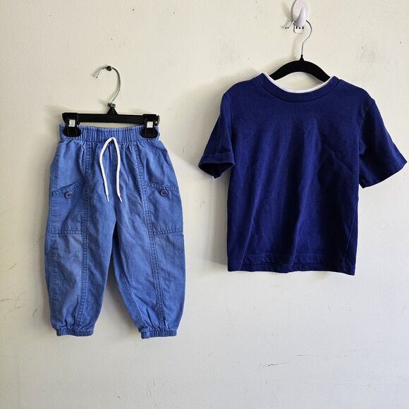 Vintage Baby Set 24M Blue Cotton Blend T-Shirt Hong Kong Made USA Pants EUC - Picture 2 of 8